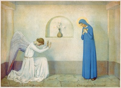 Julistus Neitsyelle. (kaiverrus, noin 1920) tekijältä Jean Pierre Laurens