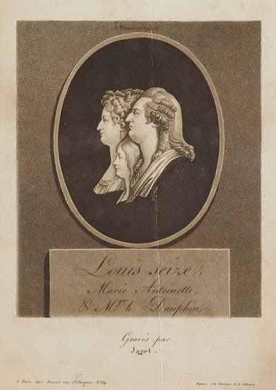 Louis Seize, Marie Antoinette ja mgr. le Dauphin tekijältä Jean Pierre Marie Jazet