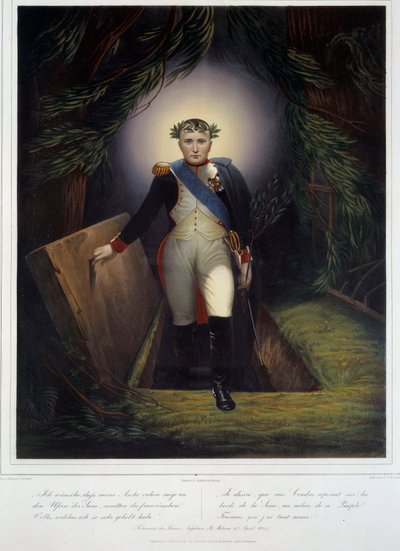 Muotokuva Napoleon I:n (1769 - 1821) jalassa hänen haudastaan. Jean Jacques Werner (1791-1849) ja Jean Pierre Marie Jazet (1788-1871) tekijältä Jean Pierre Marie Jazet