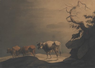 Lehmät ja vuohi maisemassa, 1774. tekijältä Jean Pillement.