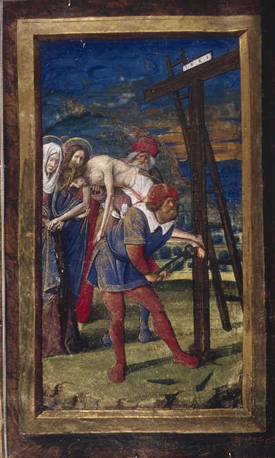 Laskeutuminen ristiltä Lettres bâtardesista, noin 1490-1510 tekijältä Jean Poyet