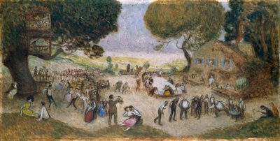 Luonnos Hôtel de Ville de Paris: Fête champêtre, noin 1906 (lyijykynä, öljy puulle) tekijältä Jean Veber