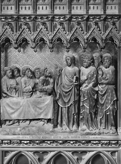 Katedraali, sisustus, kuorotaulu, Jeesus Kristus ilmestyy Öljymäelle, n. 1340-51 (monivärinen kivi) tekijältä Jean and Jean Le Boutellier Ravy