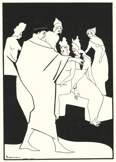 Ovidin rakkauskirjat: Tule, opi minulta, miten ihosi saa häikäisevän valkoisen (värilitografia). tekijältä Jean de Bosschere
