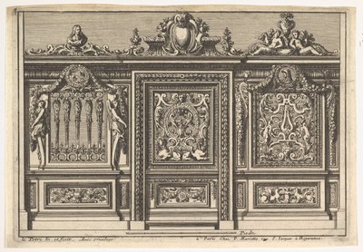 Suunnittelu kahdella eri versiolla varustettuun kuorotauluun: Clôtures de chapelles, 1600-luku. tekijältä Jean le Pautre