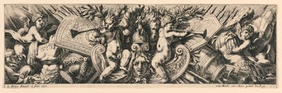 Frieze: Trophyes of Arms ja Putti tekijältä Jean le Pautre