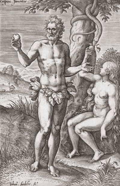 Aadam ja Eeva Eedenin puutarhassa. (Tulosta) tekijältä Jean or Johann Sadeler