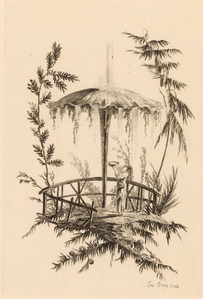 Fontaine chinoise dans un paysage tekijältä Jeanne Deny