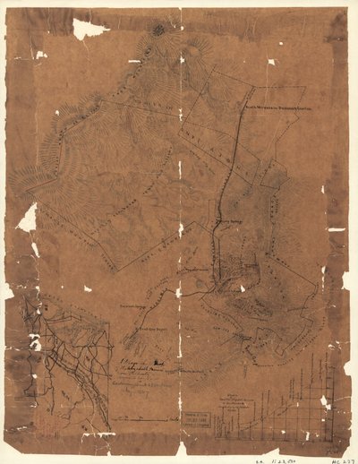 Topografinen kartta Elizabeth Furnacen rautakiinteistöstä, Augusta Co., Va., joka käsittää noin 6250 eekkeriä, elokuu 1867. LOC 2005625144 tekijältä Jedediah Hotchkiss