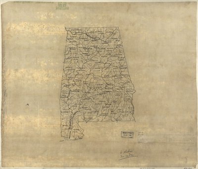 Alabaman peruskartta. LOC 2005625108 tekijältä Jedediah Hotchkiss