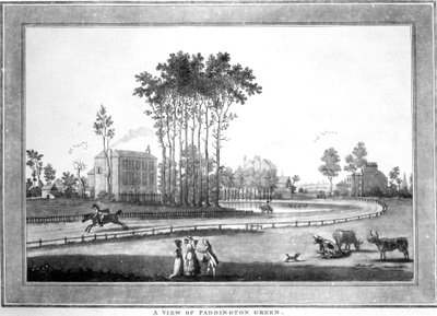 Näkymä Paddington Greenistä, 1782-3 (akvatinta) tekijältä Jefferyes Hammett O