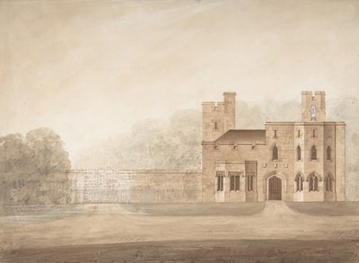 Suunnittelu Bishopsgate Lodgelle, Windsorin linnassa, Berkshiressä, n. 1820-30. tekijältä Jeffry Wyatville