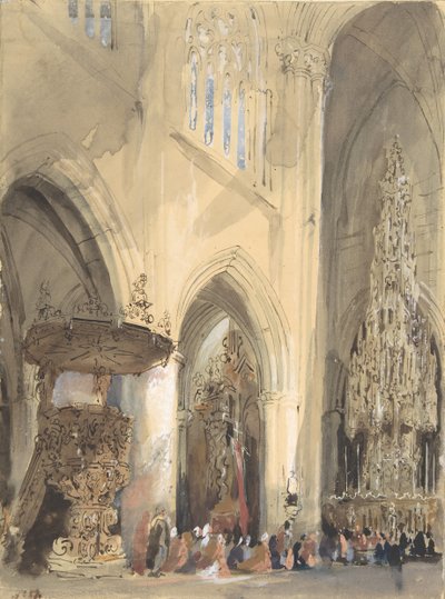 St. Jacquesin kirkon sisustus, Louvain, 1807-54. tekijältä Jenaro Pérez Villaamil