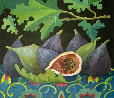 Viikunat mustalla, 2014 (akryyli kankaalle) tekijältä Jennifer Abbott