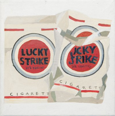 Valkoiset Lucky Strike -savukeaskit (akryyli) tekijältä Jennifer Abbott