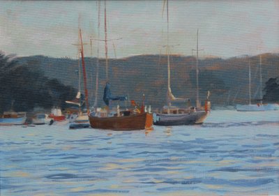Iltajahdit Salcombe , öljy aluksella , 2016 tekijältä Jennifer Wright