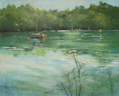 Salcombe Batson Creek (öljy kankaalle) tekijältä Jennifer Wright