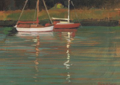 Yacht Reflections (öljy kankaalle) tekijältä Jennifer Wright