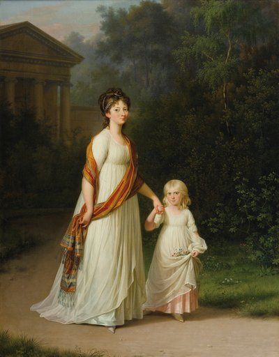 Marie Sophie Frederikke, Tanskan prinsessa ja hänen tyttärensä, prinsessa Caroline. tekijältä Jens Juel
