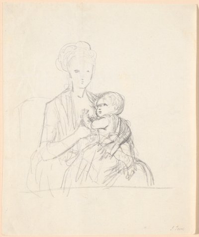 Luonnos kreivitär Sophie Magdalene Rabenin muotokuvaan, syntyperäinen von Qualen vanhimman poikansa kanssa, syntynyt 1784 tekijältä Jens Juel