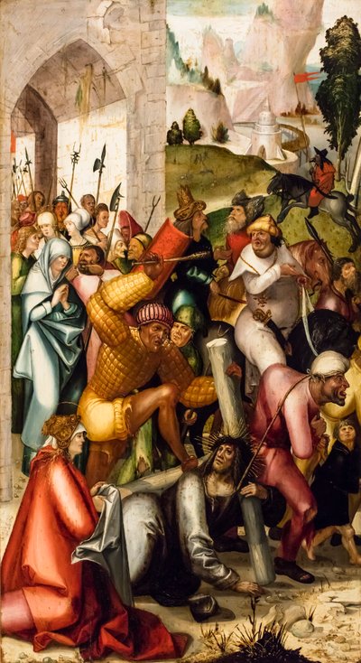 Ristin kantaminen, noin 1515 (tempera ja öljy havupuulle). tekijältä Jerg Ratgeb