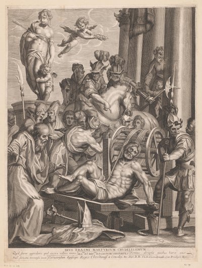 Martelaarschap van H. Erasmus Erasmus-jumalien julmin marttyyrikuolema. (otsikko esineessä) tekijältä Jerôme David