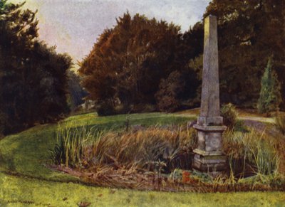Chiswick House, Obeliski uima-altaassa (väri litho) tekijältä Jessie MacGregor