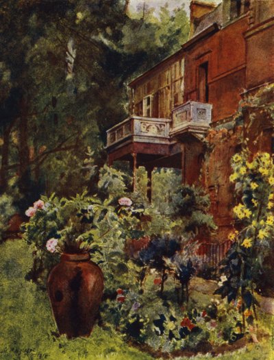 Leighton House, Studion parveke, puutarhasta (väri litho) tekijältä Jessie MacGregor