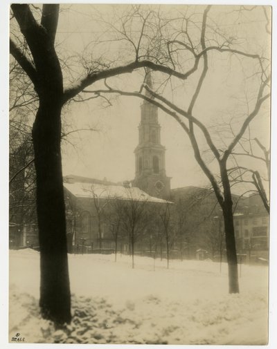 Park Street Church, Boston, USA, n. 1902–1910 (gelatiinihopeakuva) tekijältä Jessie Tarbox Beals
