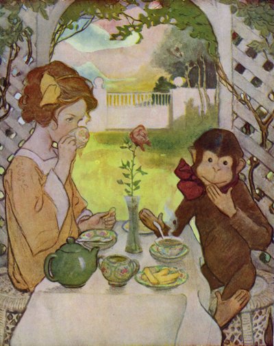 Kaunotar ja hirviö (väri litho) tekijältä Jessie Willcox Smith