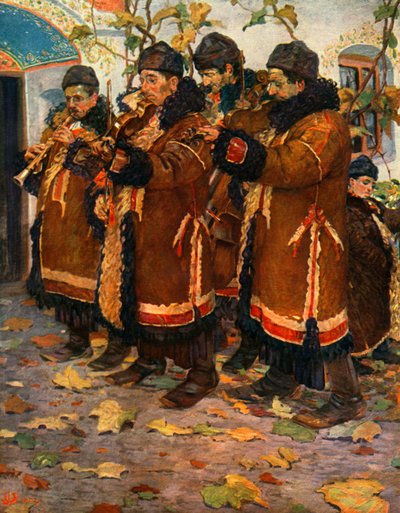 Muusikot Hroznovà Lhotasta: klarinetti, viulu ja kontrabasso. 1861-1940, 1948 tekijältä Joža Uprka