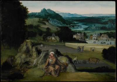 The Rest on the Flight to Egypt (The Miraculous Field of Wheat) n. 1518-24 (öljy paneelissa) tekijältä Joachim (workshop of) Patinir