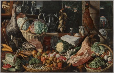 Keittiökohtaus Kristuksen kanssa Emmauksessa tekijältä Joachim Beuckelaer