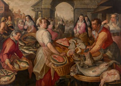 Fishmarket (öljy paneelissa) tekijältä Joachim Beuckelaer