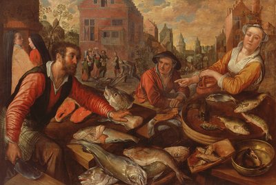 Kalamarkkinat (öljy kankaalle) tekijältä Joachim Beuckelaer or Bueckelaer