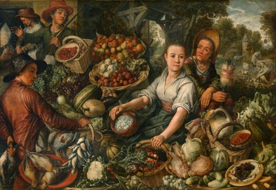 Vihannestori (öljy paneelille) tekijältä Joachim Beuckelaer
