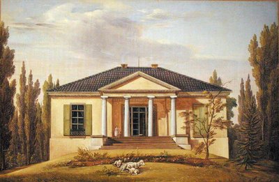 Maalaistalo, 1829 (öljy paperille asetettu kartongille) tekijältä Joachim Faber