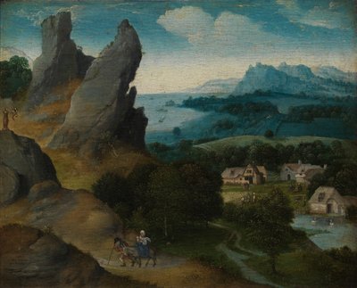 Maisema Egyptiin lennon kanssa tekijältä Joachim Patenier