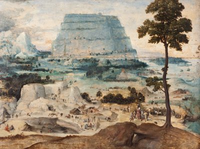 Baabelin tornin rakentaminen, noin 1550 (öljy paneelille). tekijältä Joachim Patinir