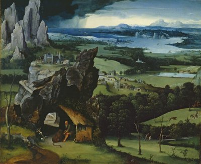 Maisema Pyhän Hieromuksen kanssa tekijältä Joachim Patinir