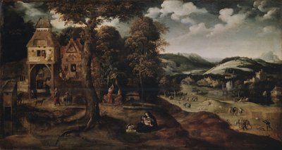 Maisema lento Egyptiin, noin 1524 tekijältä Joachim Patinir