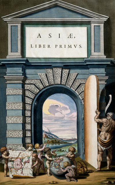 Asiae (Asia), kirja I, osan X nimikesivu, Atlas Maior, Joan Blaeu (1596-1673), kuparikaiverrus, 57,5x39 cm, Amsterdam tekijältä Joan Blaeu