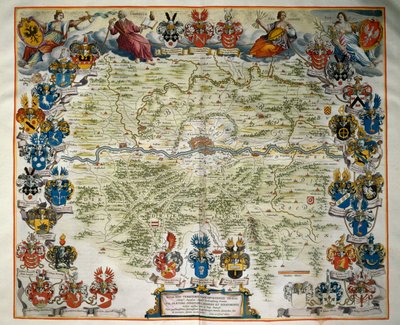 Frankfurt ja sen alue, osa III, Atlas Maior, kirjoittanut Joan Blaeu (1596-1673), kuparikaiverrus, Amsterdam tekijältä Joan Blaeu