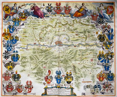 Frankfurt ja sen alue, Atlas Maiorista, atlas, 11 osaa, kirjoittanut Joan Blaeu (1596-1673), osa III, kuparikaiverrus, 57,5x39 cm, Amsterdam tekijältä Joan Blaeu