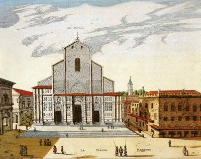 Italia, Bologna, San Petronion katedraali Venetsiassa, print tekijältä Joan Blaeu