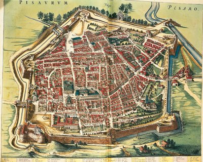 Italia, Pesaron kartta, Joan Blaeun Theatrum civitatum et admirandorum Italiaesta, kaiverrus tekijältä Joan Blaeu