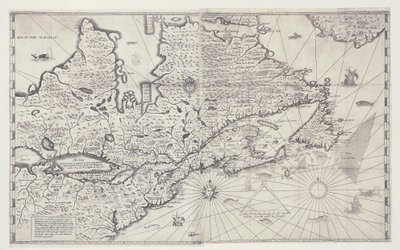 Kanadan kartta, kaiverrus Samuel de Champlainin tutkimuksesta tekijältä Joan Blaeu