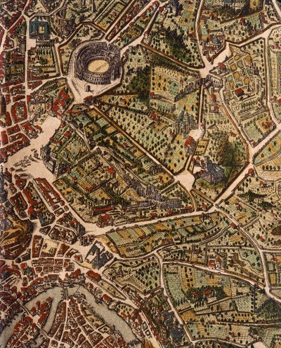 Rooman kartta, kirjoittanut Joan Blaeu (1596-1673), tulostaa Theatrum Civitatum et Admirandorum Italiae, ad Aevi Vetis et Present Temporis Faciem Expressum, Italia tekijältä Joan Blaeu
