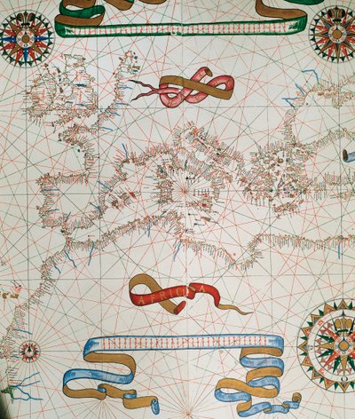 Euroopan ja Pohjois-Afrikan rannikoiden kartta, 1587. tekijältä Joan Martines