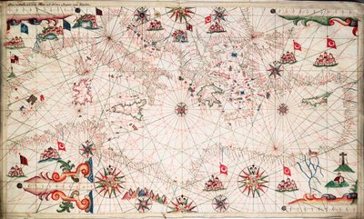Välimeren kartta, noin 1640 (pergamentti). tekijältä Joan Oliva